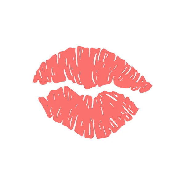 Red Mark Kisses Lipstik Pink Mouth Hand Drawn Shape Beauty — Stock Vector