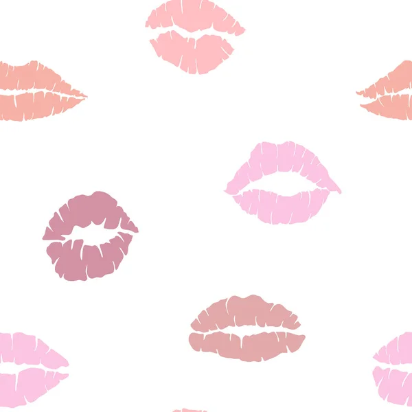 Kiss Mark Seamless Pattern Red Pink Colors Lips Prints Silhouette — Stock Vector