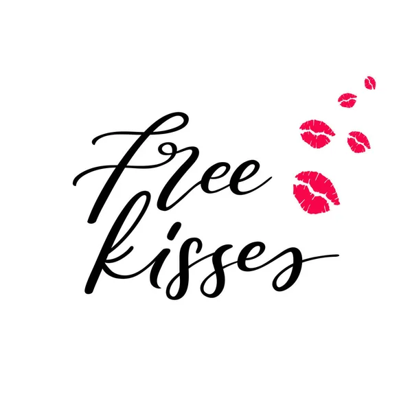 Freee Embrasse Lettrage Marque Citation Baiser Silhouette Isolée Sur Fond — Image vectorielle