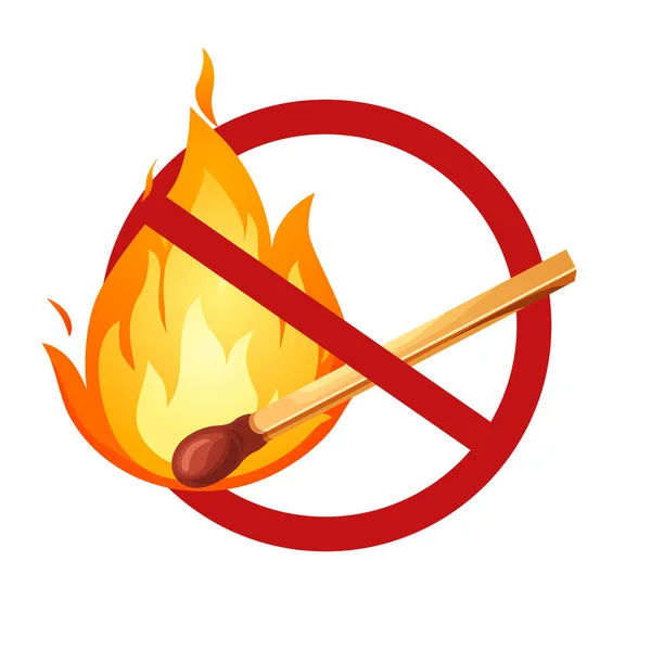 Tűz Jele Nem Nyílt Láng Figyelmeztető Szimbólum Rajzfilm Mérkőzés Veszélyvektor — Stock Vector