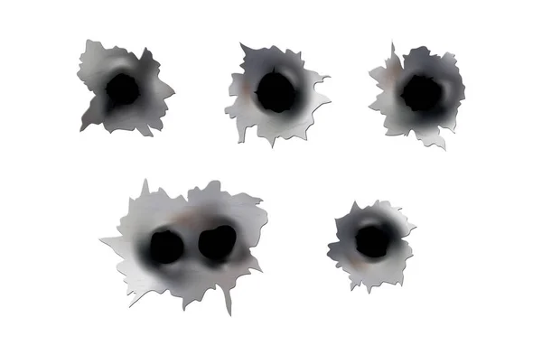 Τρύπες Από Όπλο Πιστόλι Shoot Μέταλλο Ενιαία Και Διπλή Τρύπα — Διανυσματικό Αρχείο