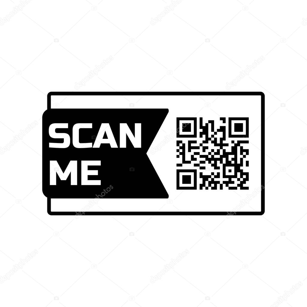 Scan me qr code icon for smartphone. Frame quick barcode app design. Vector payment phone template.