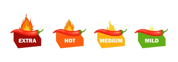 Chilli Pepper Spicy Food Level Hot Scale Indicator Mild Medium — Stockvector