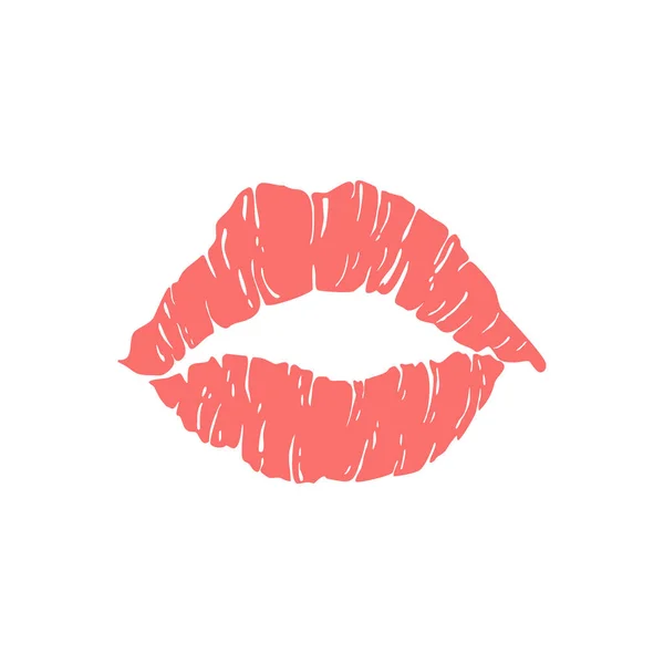 Помада Поцелуй Знак Красный Розовый Силуэт Изолированы Белом Фоне Печать — стоковый вектор