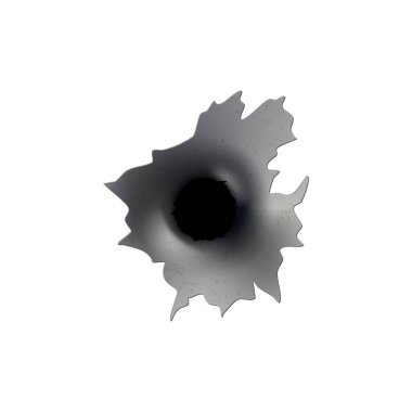 Silah ya da tabanca delikleri. Tek ve çift delikli metalle ateş et. Yüzeyde hasar ve çatlaklar var. Arkaplanda vektör izole edildi.