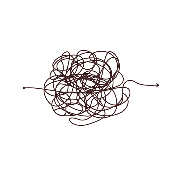 Eenvoudige Lijn Complexe Gemakkelijke Manier Krabbel Doodle Chaos Mindset Probleemoplossing — Stockvector