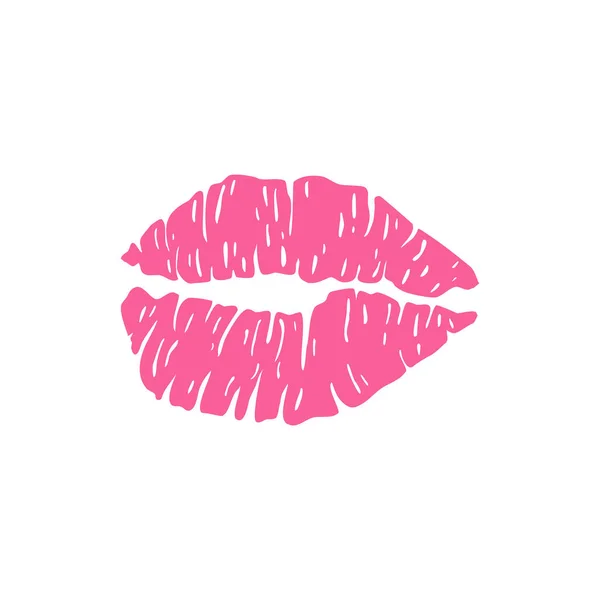 唇膏的吻印红色和粉红色的轮廓孤立在白色的背景 用嘴盖印化妆品 矢量说明 — 图库矢量图片