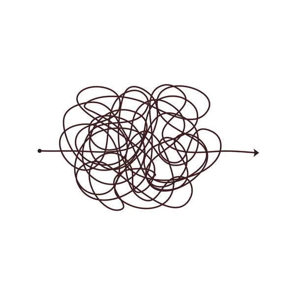 シンプルなラインと複雑な簡単な方法です 落書き混乱の考え方 問題解決 困難なライン ベクトル手描きのコンセプトパス — ストックベクタ