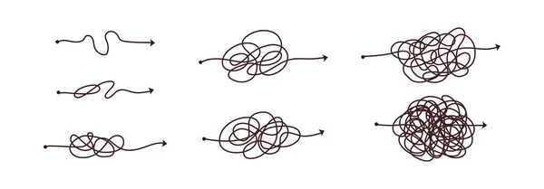 Enkelt Och Komplext Enkelt Sätt Scrbble Doodle Kaos Tänkesätt Problemlösning — Stock vektor