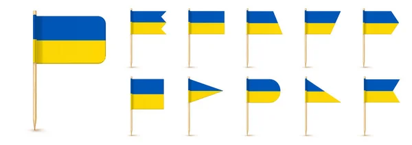 Ukraine Toothpick Flag Isolated Wood Stick White Paper Realistic Little — Stockvector