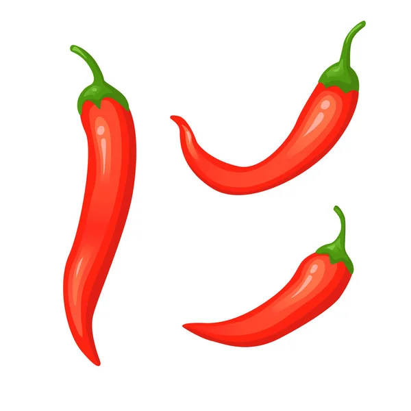 Chili Hot Pepper Mexican Traditional Spicy Food Cartoon Style Vector — Stockvector