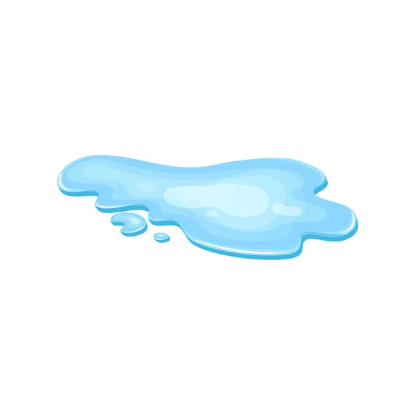 Water Puddle Liquid Cartoon Style Drop Isolated White Background Blue — Stock vektor