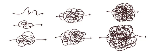 Простой Сложный Легкий Путь Скриббл Каракули Хаос Мышления Решение Проблем — стоковый вектор