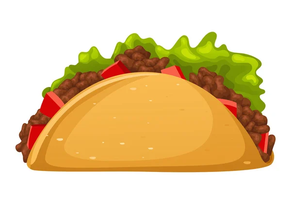 Taco Food Cartoon Illustration Icon Isolated White Background Vector Illustration — Image vectorielle