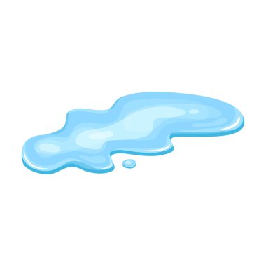 Water puddle, liquid cartoon style. Drop isolated on white background. Blue split, splash on floor. Vector illustration.
