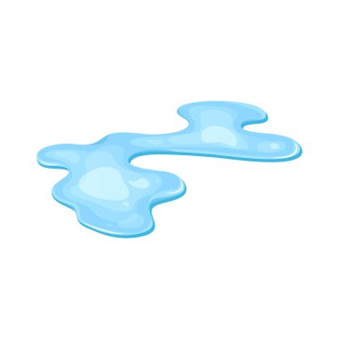 Water puddle, liquid cartoon style. Drop isolated on white background. Blue split, splash on floor. Vector illustration.