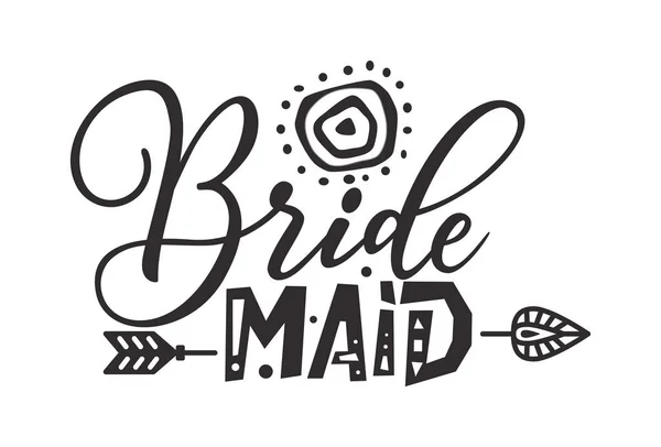 Bride Team Tribe Typography Wedding Card Lettering Party Quote Hand — Wektor stockowy