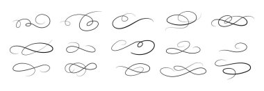 Altı çizili kuyruk koleksiyonu. Spor için Swoosh unsuru, logo tasarımı. Vektör el çizimi resimleme.