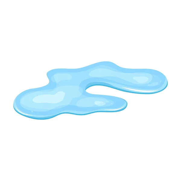 Water Puddle Liquid Cartoon Style Drop Isolated White Background Blue — Stockvector