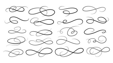 Altı çizili kuyruk koleksiyonu. Spor için Swoosh unsuru, logo tasarımı. Vektör el çizimi resimleme.