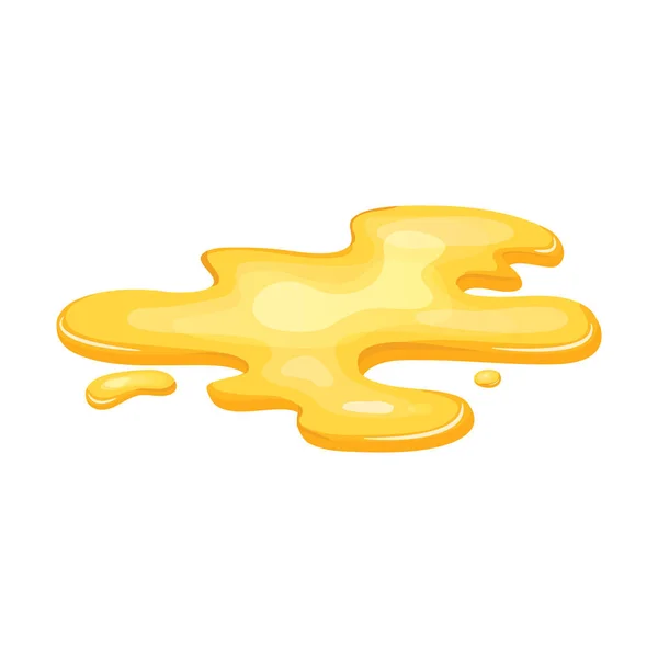 黄色水坑油 液态黄金 蜂蜜溢出 卡通片中孤立的果汁滴 矢量说明 — 图库矢量图片