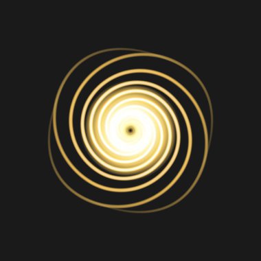 Siyah arkaplanda soyut neon spiral. Parlayan elektrik işareti. Teknoloji, enerji ve evren kavramında tasarım elementi. Vektör İllüstrasyonu. EPS10.