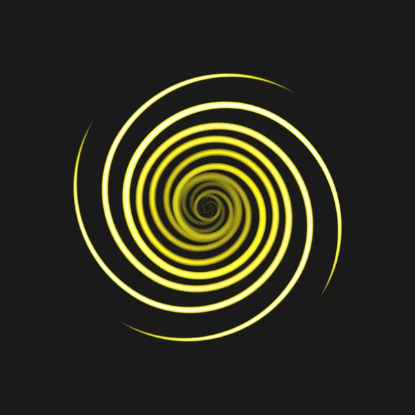 Siyah arkaplanda soyut neon spiral. Parlayan elektrik işareti. Teknoloji, enerji ve evren kavramında tasarım elementi. Vektör İllüstrasyonu. EPS10.
