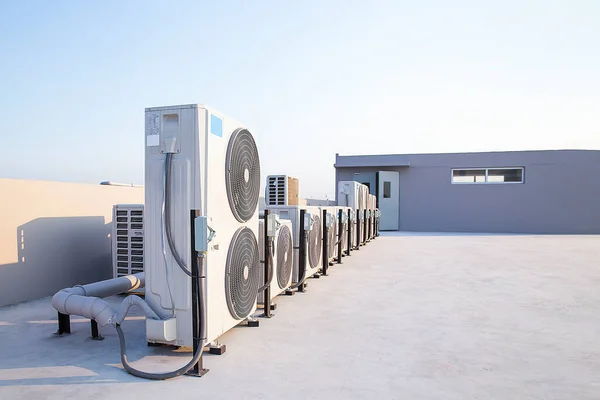 Air Condition Outdoor Unit Compressor Install Building — Stock Photo, Image