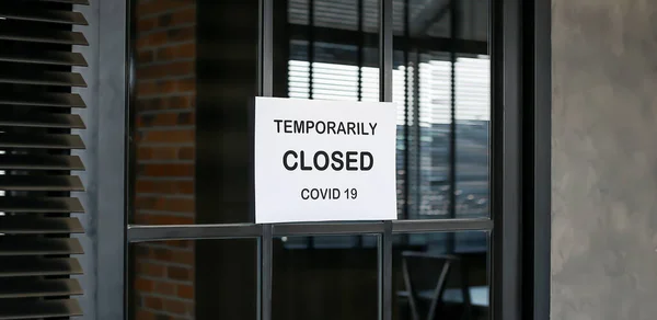 Sign Front Office Temporarily Closed — Stock Photo, Image