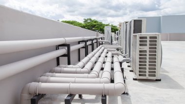 Air conditioning (HVAC) on the roof of an industrial building