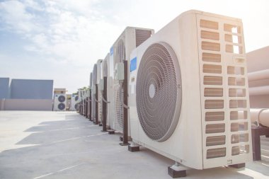 Air conditioning (HVAC) on the roof of an industrial building