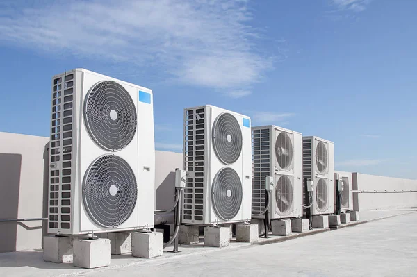 Air conditioning (HVAC) on the roof of an industrial building.