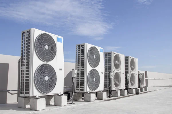 Air Conditioner Compressor Installed Outdoors — Fotografia de Stock