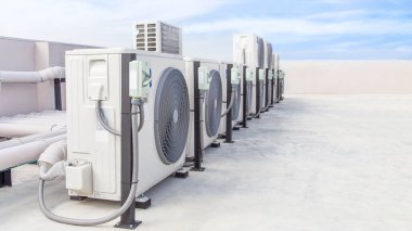Air conditioning (HVAC) on the roof of an industrial building.