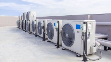 Air conditioning (HVAC) on the roof of an industrial building.