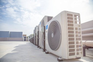 Air conditioning (HVAC) on the roof of an industrial building.