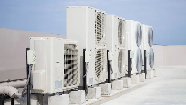 Air conditioning (HVAC) on the roof of an industrial building.