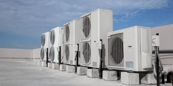 Air conditioning (HVAC) on the roof of an industrial building.