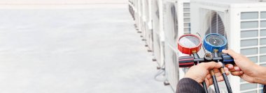 Air conditioning check service leak detection add refrigerant