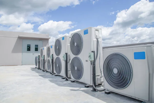 Air conditioning (HVAC) on the roof of an industrial building.