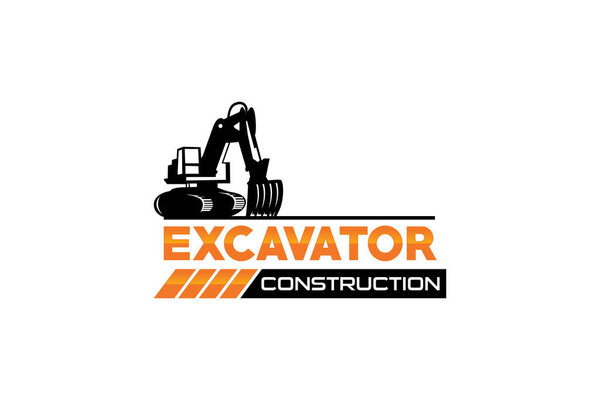 вектор шаблона логотипа экскаватора. вектор логотипа тяжелой техники для строительной компании. творческая иллюстрация экскаватора для логотипа.