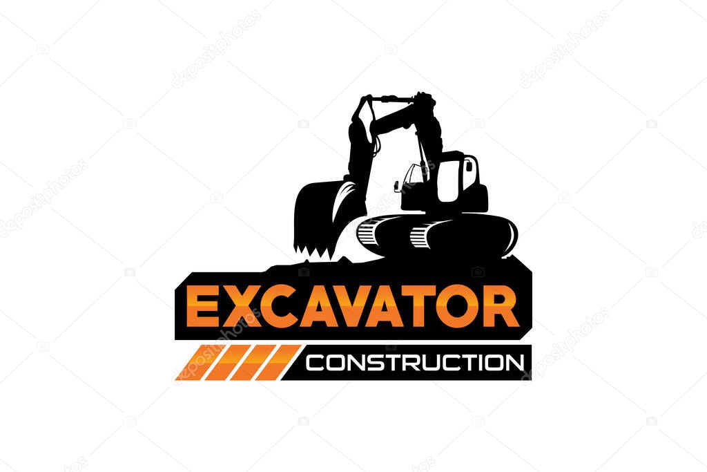 Excavator logo template vector. Heavy equipment logo vector for construction company. Creative excavator illustration for logo.