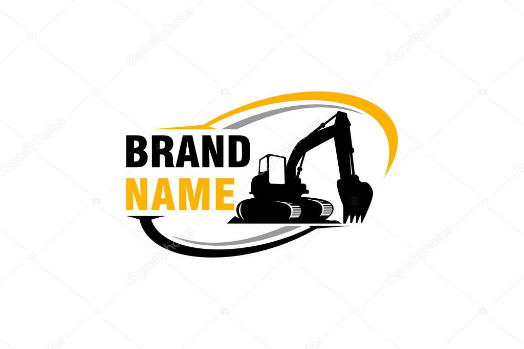 Excavator logo template vector. Heavy equipment logo vector for construction company. Creative excavator illustration for logo.