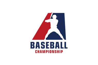 Beyzbol Logosu Tasarımı Harfi A. Spor Takımı veya Şirket için Vektör Tasarım Şablonu Elementleri.