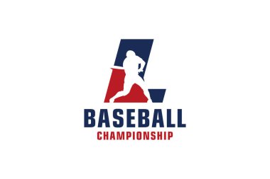 Beyzbol Logosu Tasarımlı L harfi. Spor Takımı veya Şirket için Vektör Tasarım Şablonu Elementleri.