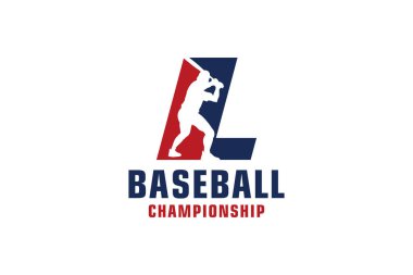 Beyzbol Logosu Tasarımlı L harfi. Spor Takımı veya Şirket için Vektör Tasarım Şablonu Elementleri.