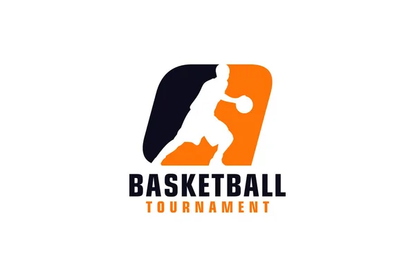 Basketbol Logosu Tasarımlı Harfi Spor Takımı Veya Şirket Için Vektör — Stok Vektör