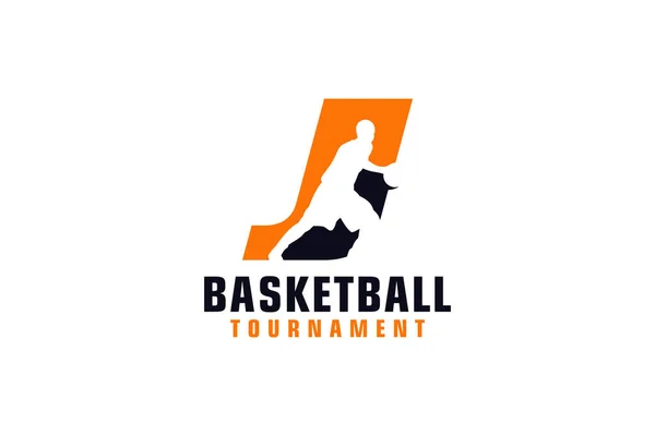 Basketbol Logosu Tasarımlı Harfi Spor Takımı Veya Şirket Için Vektör — Stok Vektör