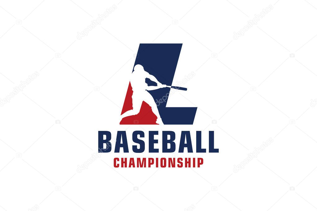 Letter L with Baseball Logo Design. Vector Design Template Elements for Sport Team or Corporate.