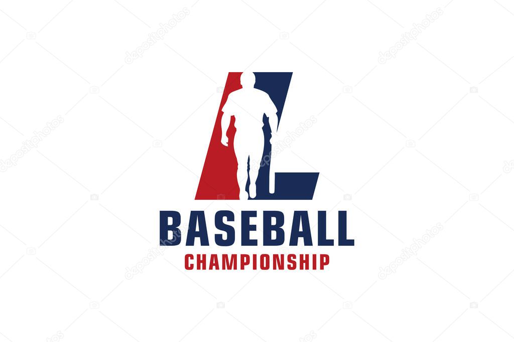 Letter L with Baseball Logo Design. Vector Design Template Elements for Sport Team or Corporate.